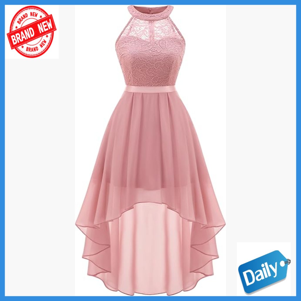 Halter High Low Prom Dress Formal Cocktail Bridesmaid A-Line